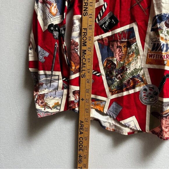 Vintage Sharon Young 80s western cowboy movie print button down shirt Sz M - Picture 8 of 8